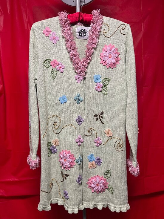 Storybook Knits Jackets & Blazers - Storybook Knits lime green sweater coat, size medium